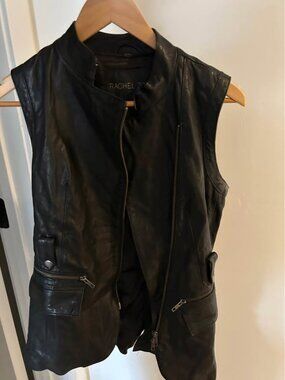 Rachel Zoe Black Leather Vest – Size 2 (100% Leather)
